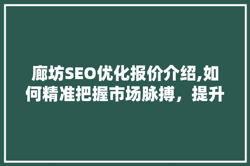 廊坊SEO优化报价介绍,如何精准把握市场脉搏，提升网站排名