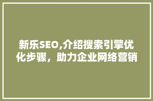 新乐SEO,介绍搜索引擎优化步骤，助力企业网络营销腾飞