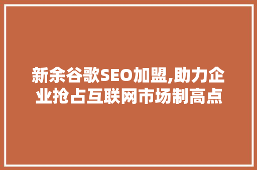 新余谷歌SEO加盟,助力企业抢占互联网市场制高点