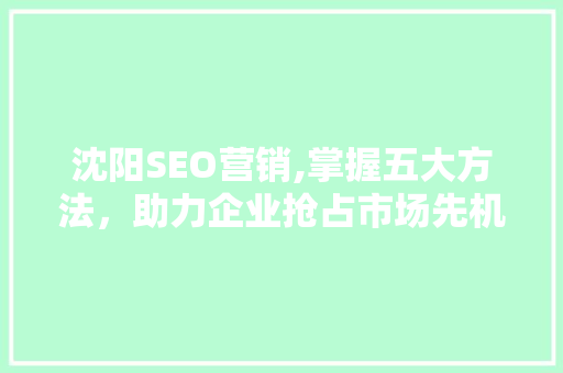 沈阳SEO营销,掌握五大方法，助力企业抢占市场先机