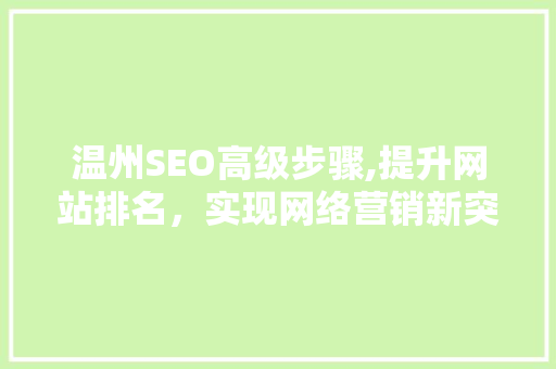 温州SEO高级步骤,提升网站排名，实现网络营销新突破
