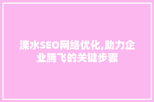 溧水SEO网络优化,助力企业腾飞的关键步骤