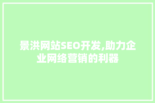 景洪网站SEO开发,助力企业网络营销的利器