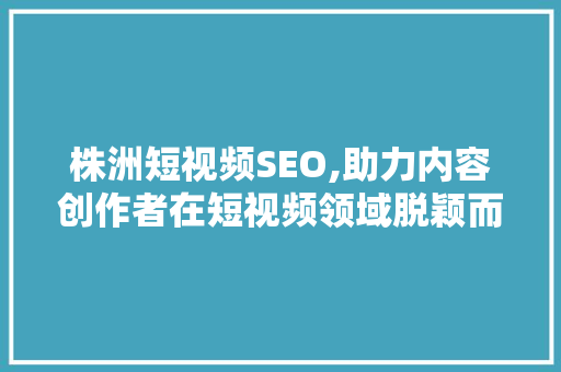 株洲短视频SEO,助力内容创作者在短视频领域脱颖而出