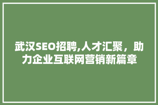 武汉SEO招聘,人才汇聚，助力企业互联网营销新篇章