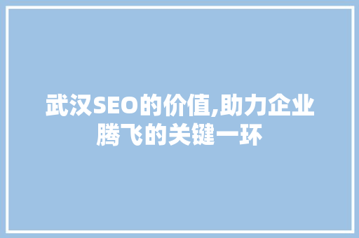 武汉SEO的价值,助力企业腾飞的关键一环