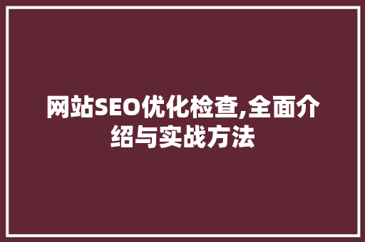 网站SEO优化检查,全面介绍与实战方法