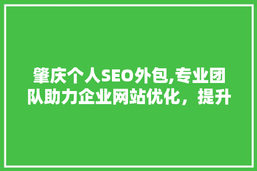 肇庆个人SEO外包,专业团队助力企业网站优化，提升品牌影响力