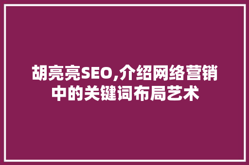 胡亮亮SEO,介绍网络营销中的关键词布局艺术