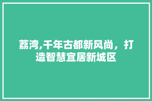 荔湾,千年古都新风尚，打造智慧宜居新城区