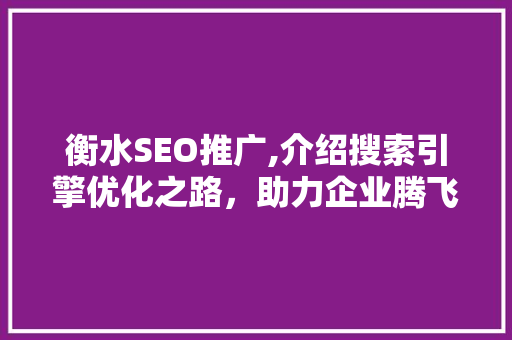 衡水SEO推广,介绍搜索引擎优化之路，助力企业腾飞