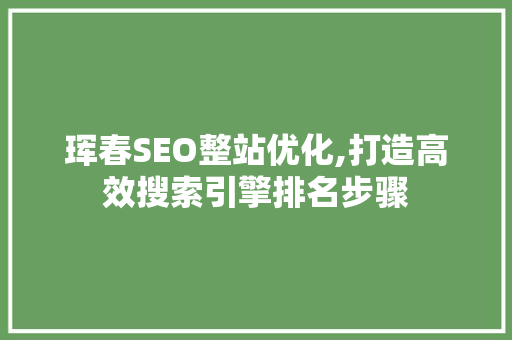 珲春SEO整站优化,打造高效搜索引擎排名步骤