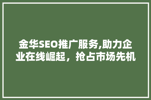 金华SEO推广服务,助力企业在线崛起，抢占市场先机