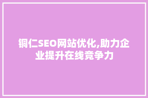 铜仁SEO网站优化,助力企业提升在线竞争力
