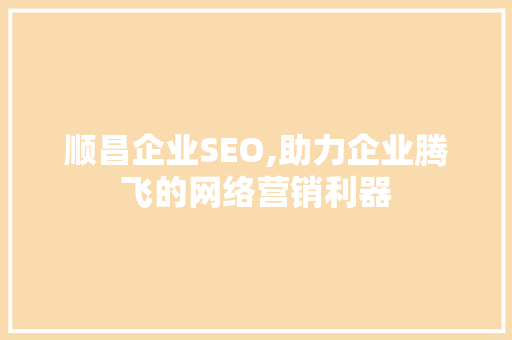 顺昌企业SEO,助力企业腾飞的网络营销利器