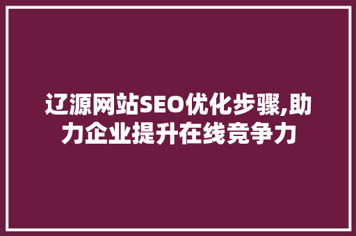辽源网站SEO优化步骤,助力企业提升在线竞争力