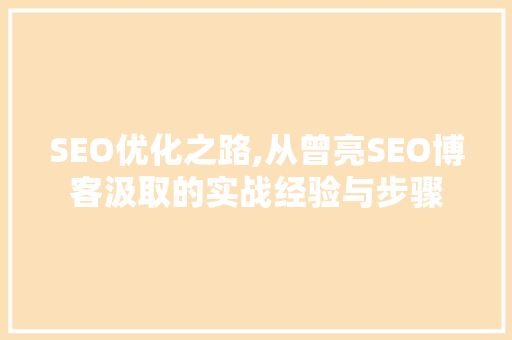 SEO优化之路,从曾亮SEO博客汲取的实战经验与步骤