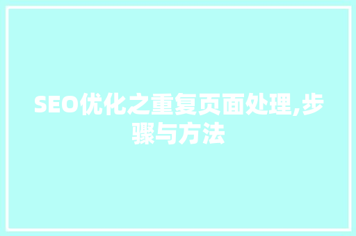 SEO优化之重复页面处理,步骤与方法