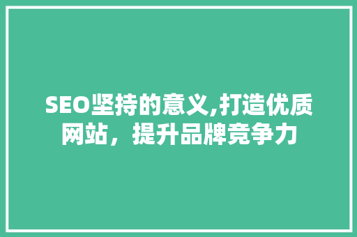SEO坚持的意义,打造优质网站，提升品牌竞争力