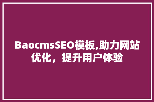 BaocmsSEO模板,助力网站优化，提升用户体验