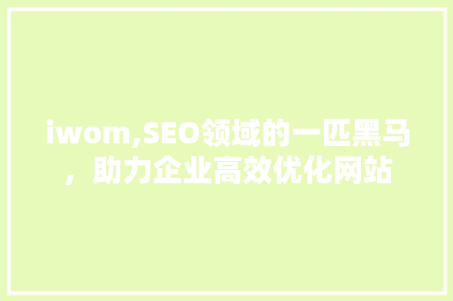 iwom,SEO领域的一匹黑马，助力企业高效优化网站