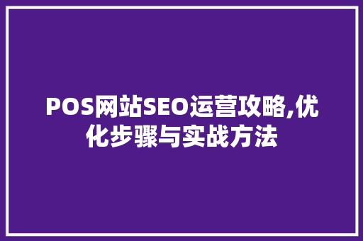 POS网站SEO运营攻略,优化步骤与实战方法