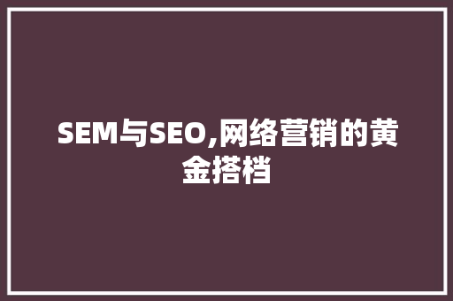 SEM与SEO,网络营销的黄金搭档