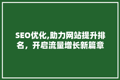 SEO优化,助力网站提升排名，开启流量增长新篇章