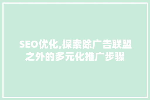 SEO优化,探索除广告联盟之外的多元化推广步骤  第1张
