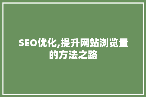 SEO优化,提升网站浏览量的方法之路