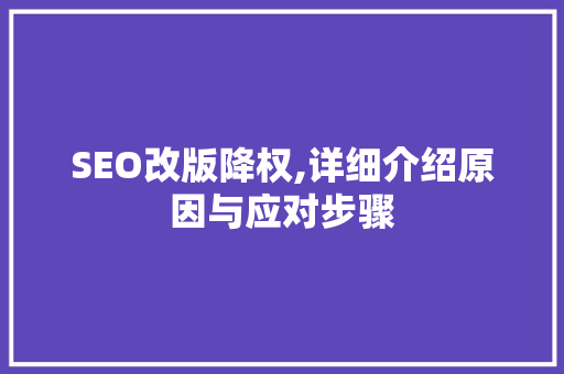 SEO改版降权,详细介绍原因与应对步骤