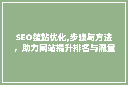SEO整站优化,步骤与方法，助力网站提升排名与流量