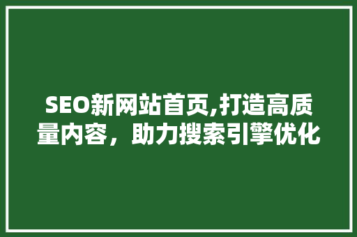 SEO新网站首页,打造高质量内容，助力搜索引擎优化