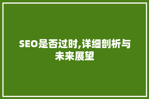 SEO是否过时,详细剖析与未来展望