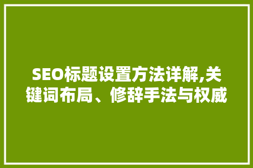 SEO标题设置方法详解,关键词布局、修辞手法与权威资料运用