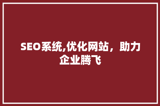 SEO系统,优化网站，助力企业腾飞