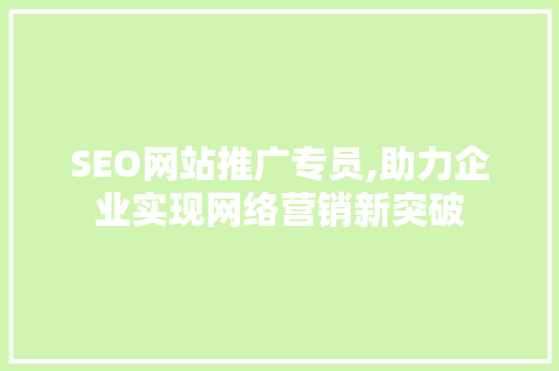 SEO网站推广专员,助力企业实现网络营销新突破