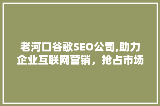 老河口谷歌SEO公司,助力企业互联网营销，抢占市场先机