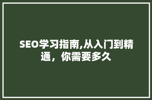 SEO学习指南,从入门到精通，你需要多久