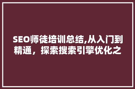 SEO师徒培训总结,从入门到精通，探索搜索引擎优化之路