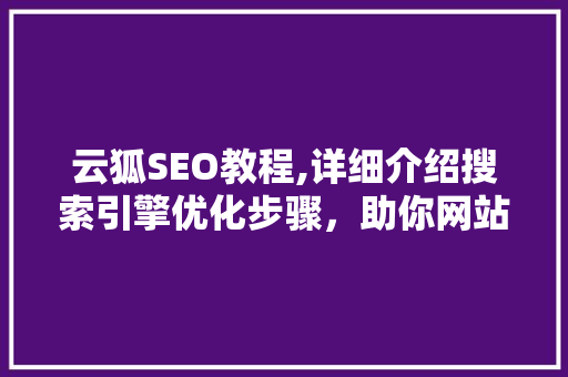 云狐SEO教程,详细介绍搜索引擎优化步骤，助你网站快速崛起