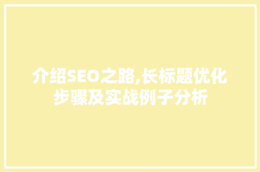 介绍SEO之路,长标题优化步骤及实战例子分析