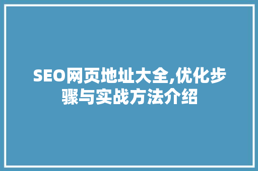 SEO网页地址大全,优化步骤与实战方法介绍