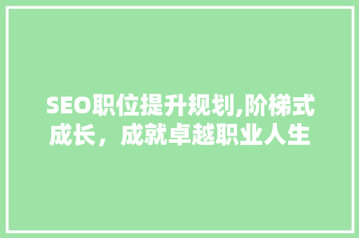 SEO职位提升规划,阶梯式成长，成就卓越职业人生