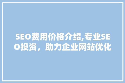 SEO费用价格介绍,专业SEO投资，助力企业网站优化之路