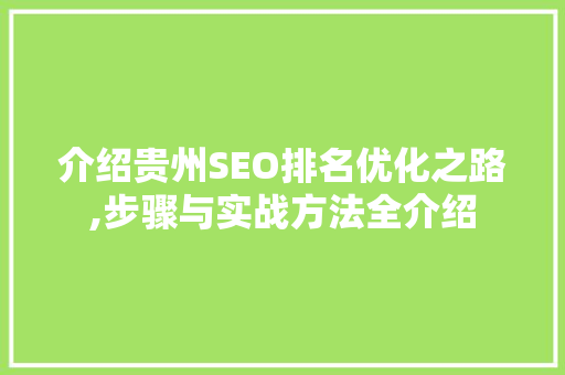 介绍贵州SEO排名优化之路,步骤与实战方法全介绍