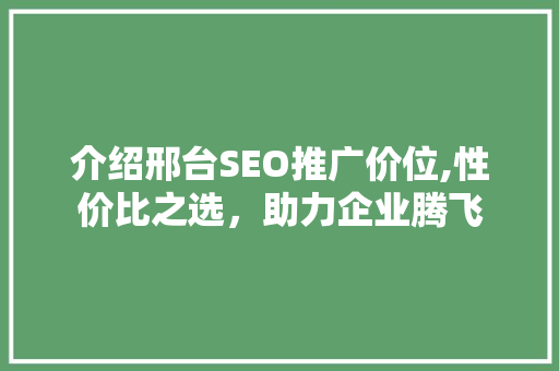 介绍邢台SEO推广价位,性价比之选，助力企业腾飞