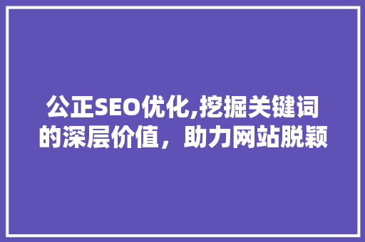 公正SEO优化,挖掘关键词的深层价值，助力网站脱颖而出