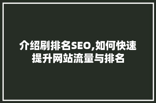介绍刷排名SEO,如何快速提升网站流量与排名