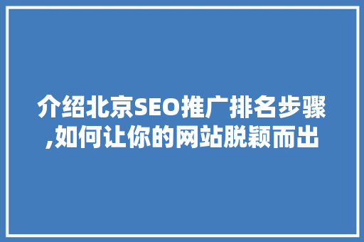 介绍北京SEO推广排名步骤,如何让你的网站脱颖而出